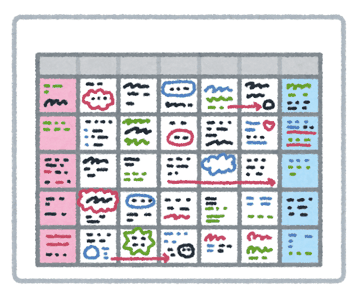 スケジュールが書かれたカレンダーのイラスト