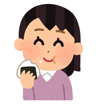 おにぎりを食べる女性のイラスト